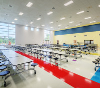 Cafeteria with Lunch Tables and Stools
