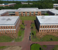 Aerial View of Brick Building Academic Complex