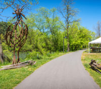 Wilma Dykeman Greenway Project Trail Near River with Sculpture and Lighting