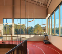 Joyner Park Community Center Red Indoor Track with Railing