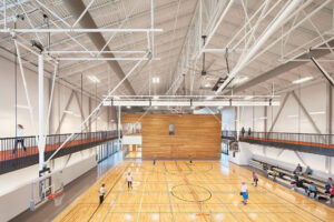 Joyner Park Community Center Indoor Basketball Court and Surrounding Track on Second Floor