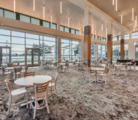 Dining area overlooking veranda of New Bern Riverfront Convention Center