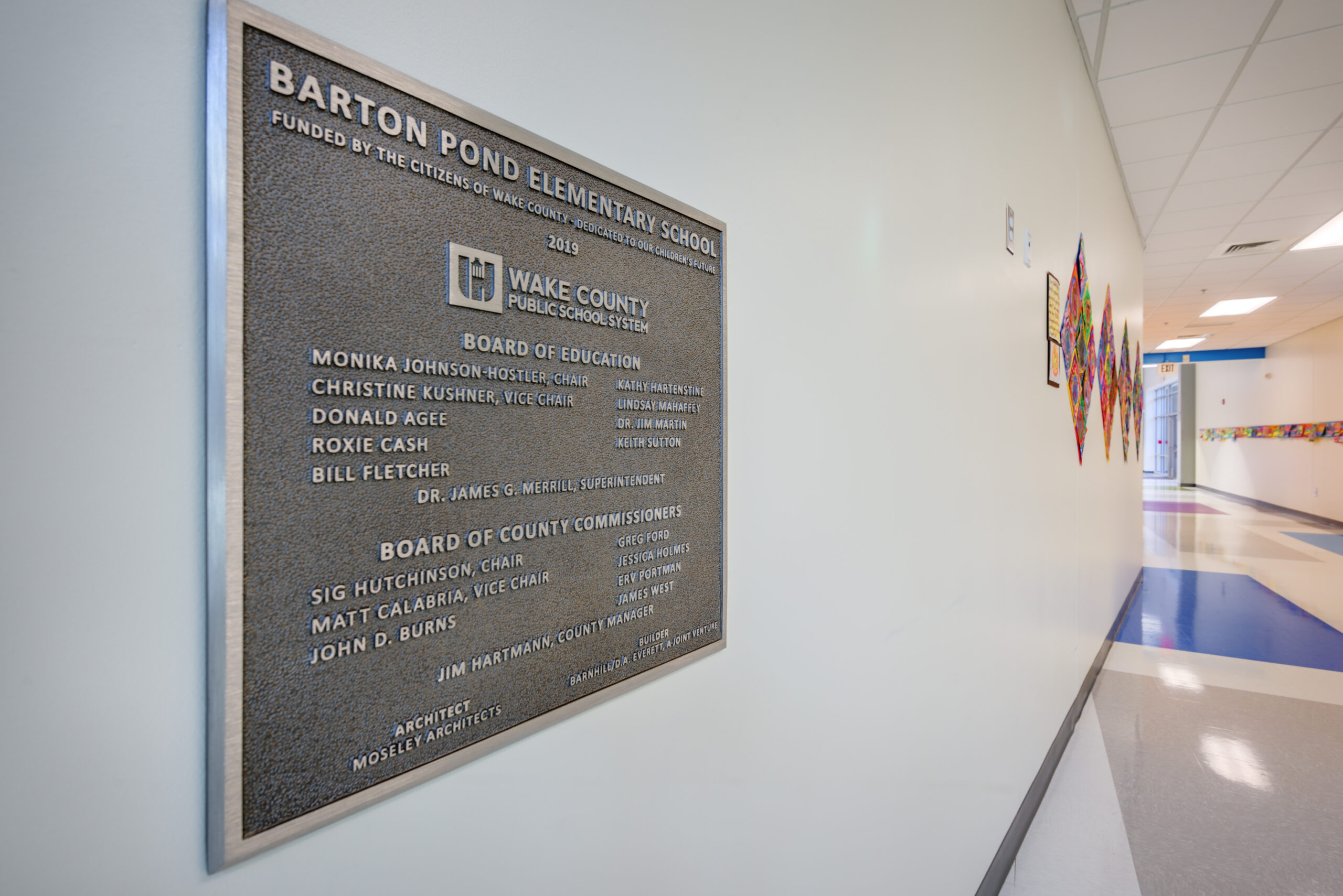 Barton Pond Elementary School Dedication Plaque Featuring Wake County Board of Education Members