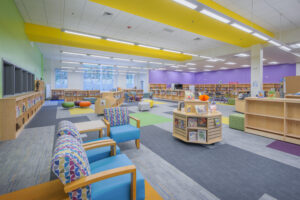 Barton Pond Elementary School Media Center Reading Nooks and Bookshelves
