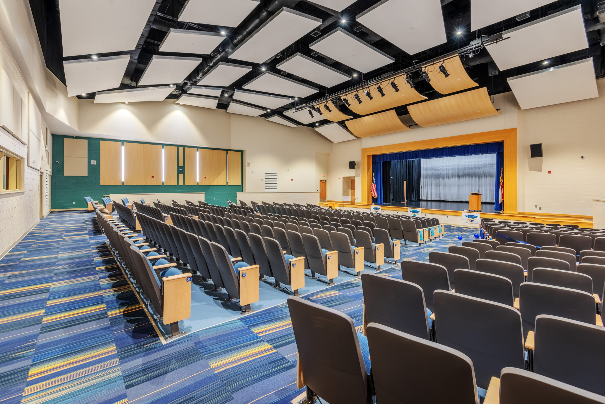 Neuse River Middle School Auditorium with a Stage and Seating