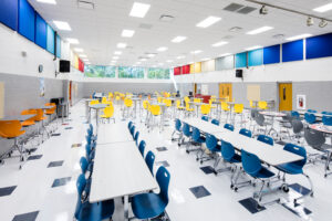 Trask Middle School Cafeteria with Tables and Chairs