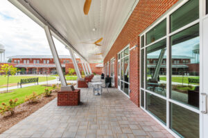 Apex Senior Center Covered Paver Stone Patio with Overhead Fans