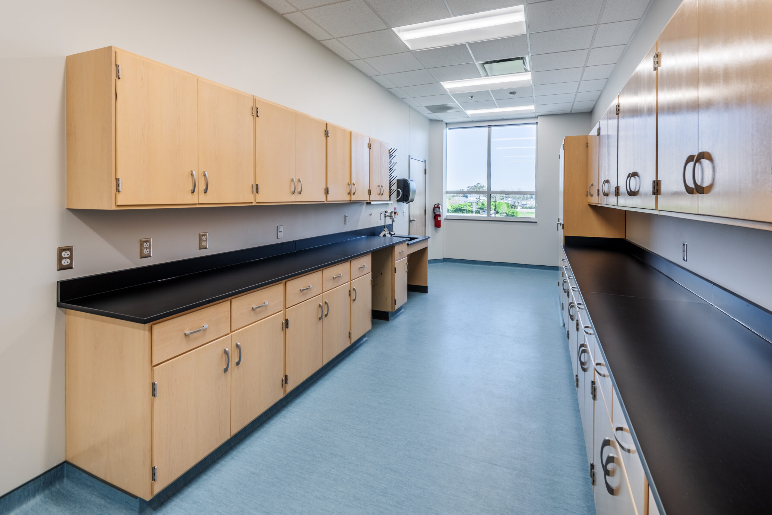 College of the Albemarle Dare County Campus Lab with Cabinets, Counterspace, and Sinks