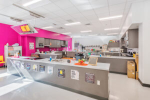 Fuquay-Varina High School Teaching Kitchen with Cooking Sections Equipped with Cooking Appliances