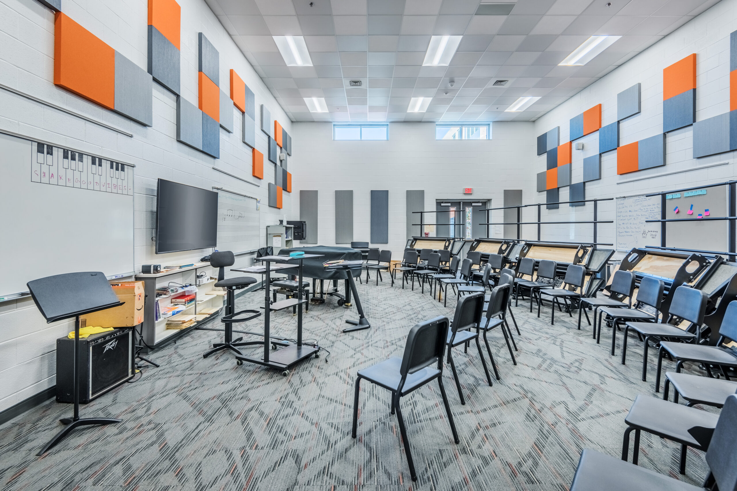 Fuquay-Varina High School Band Room with Sound Dampening Equipment on the Walls