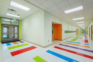 Colorful Tiles and Doorways in Hallway