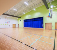 Interior Basketball Goal and Stage