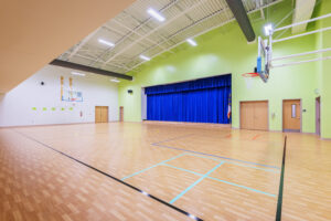 Interior Basketball Goal and Stage