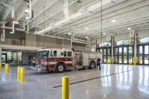 Apparatus Bays with Fire Trucks