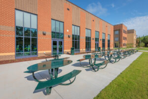 Outdoor Picnic Tables with Connected Benches